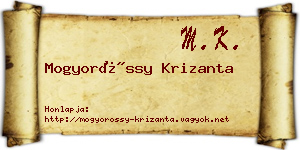 Mogyoróssy Krizanta névjegykártya
